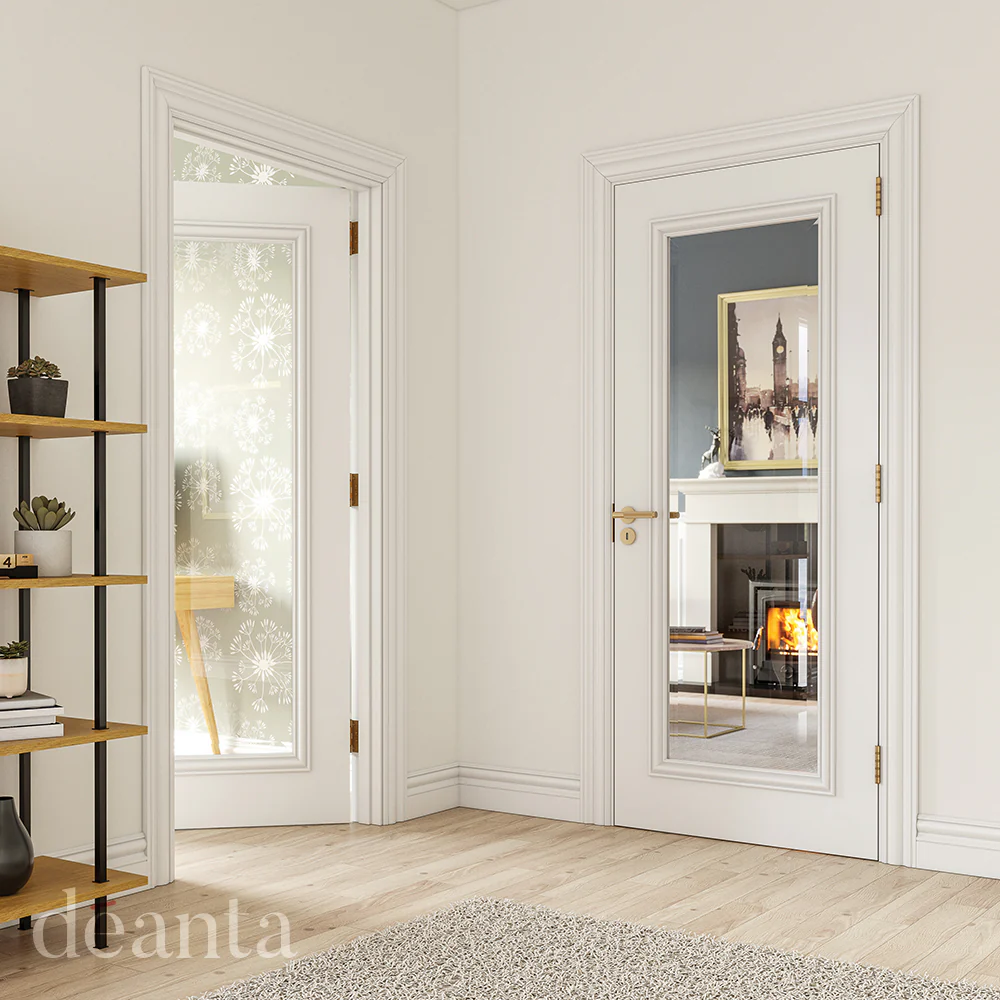 Deanta Blenheim White Primed Bevelled Glaze FSC® Internal Door - Image 3