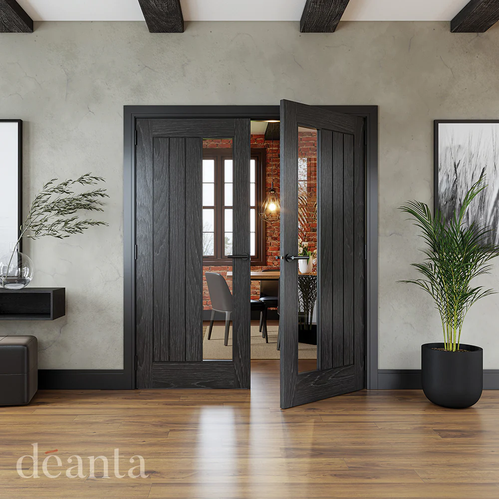 Deanta Ely Brushed Black Oak FD30 FSC® Internal Fire Door - Image 3