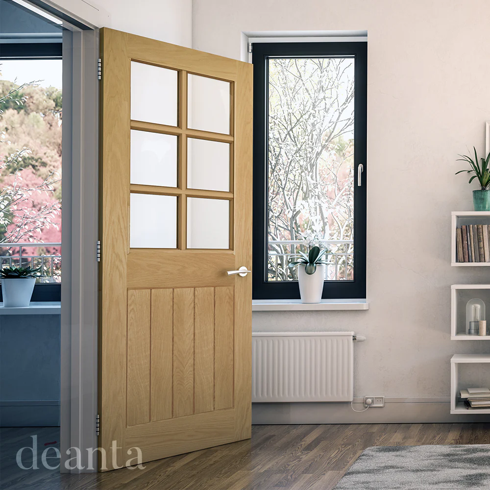 Deanta Ely Prefinished Oak Bevelled Glaze 6L FSC® Internal Door - Image 3