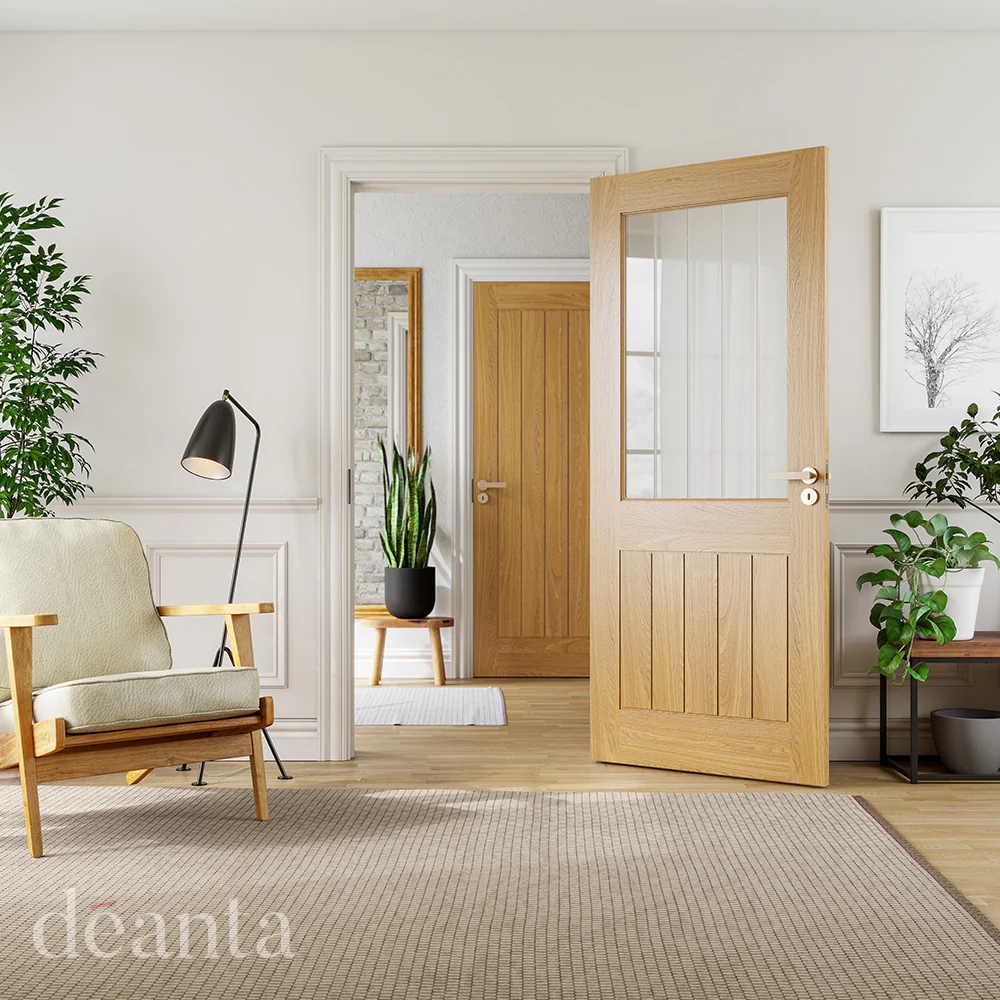 Deanta Ely Prefinished Oak Glazed 1L Half FSC® Internal Door - Image 3