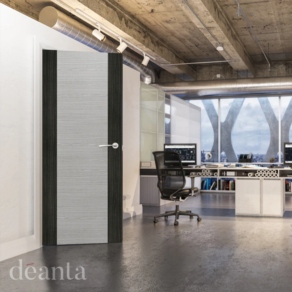 Deanta Flush Light Grey Ash Dark Grey Edges FD30 6mm Lipping FSC® Internal Door - Image 3