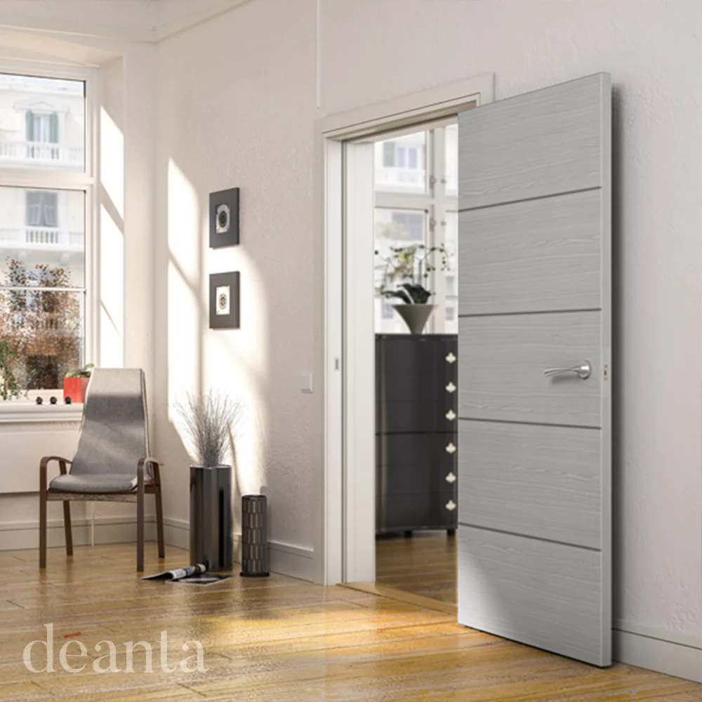 Deanta Flush Light Grey Ash Horizontal Inlay FD30 6mm Lipping FSC® Internal Fire Door - Image 3