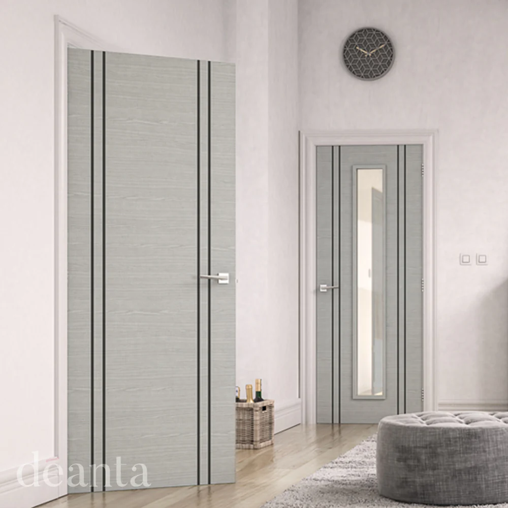 Deanta Flush Light Grey Ash Vertical Inlay FD30 6mm Lipping FSC® Internal Fire Door - Image 3