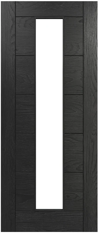 Deanta Seville Brushed Black Oak Glazed 1L FSC® Internal Door
