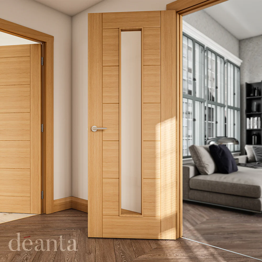 Deanta Seville Prefinished Oak Glazed 1L FD30 FSC® Internal Fire Door - Image 3