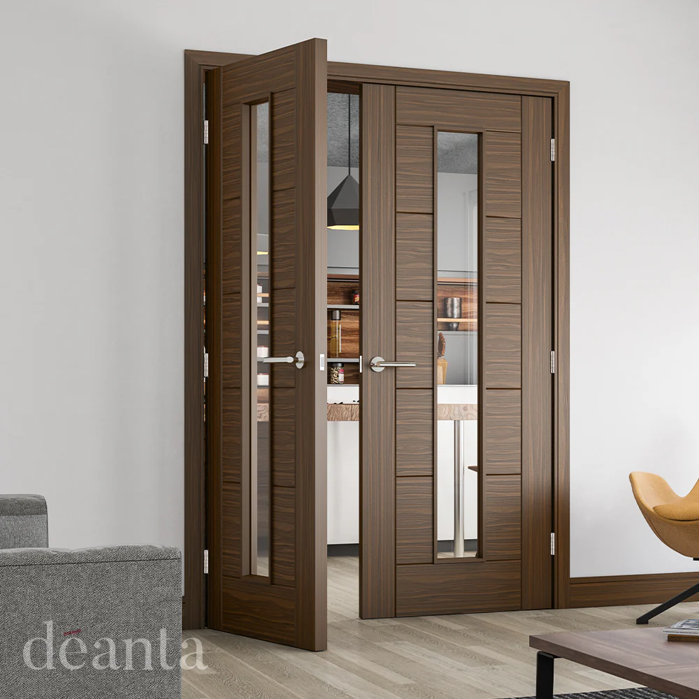 Deanta Seville Prefinished Walnut Glazed 1L FD30 FSC® Internal Fire Door - Image 3