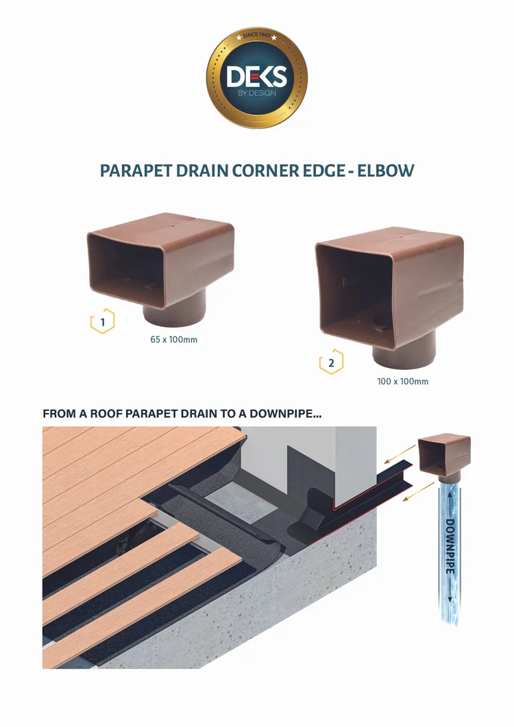 DEKS Horizontal Parapet Drain Angled Pipe Connector (PP) - Image 6