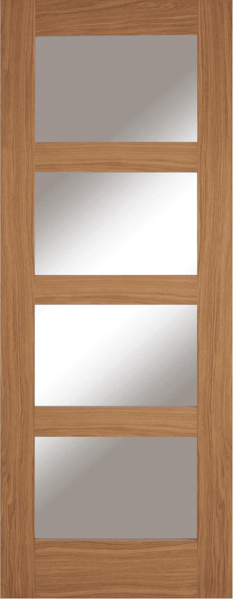 Mendes Contemporary 4 Light Clear Glazed Unfinished Oak Internal Door