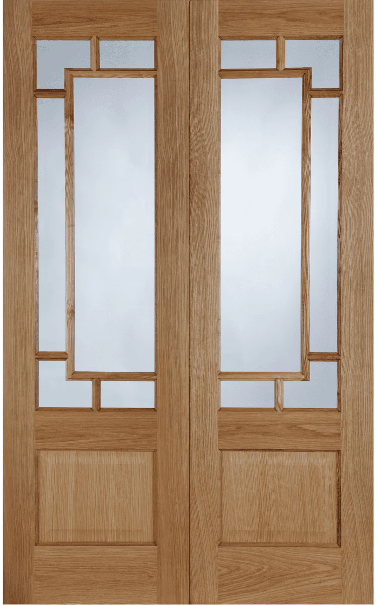Mendes Orient Clear Glazed Prefinished Oak Internal Door Pair